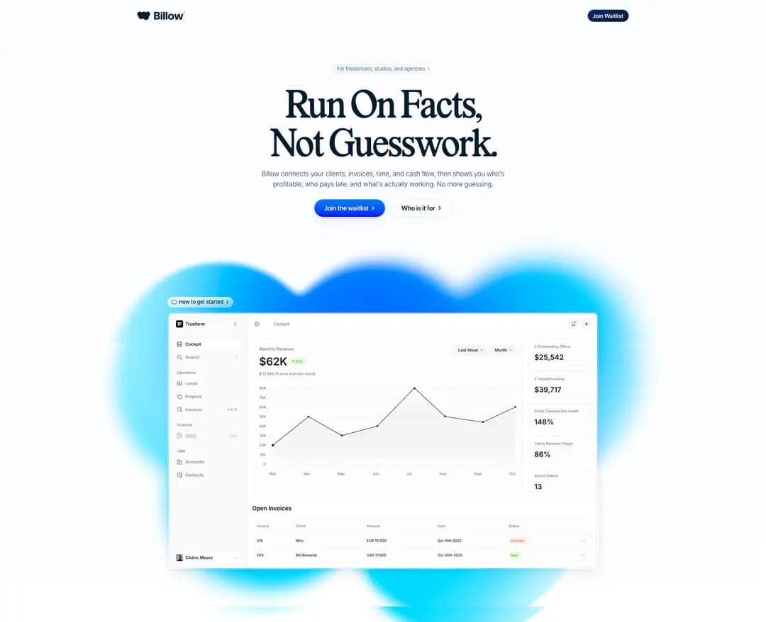 Billow — IT/스타트업 플랫폼 웹사이트 디자인 레퍼런스