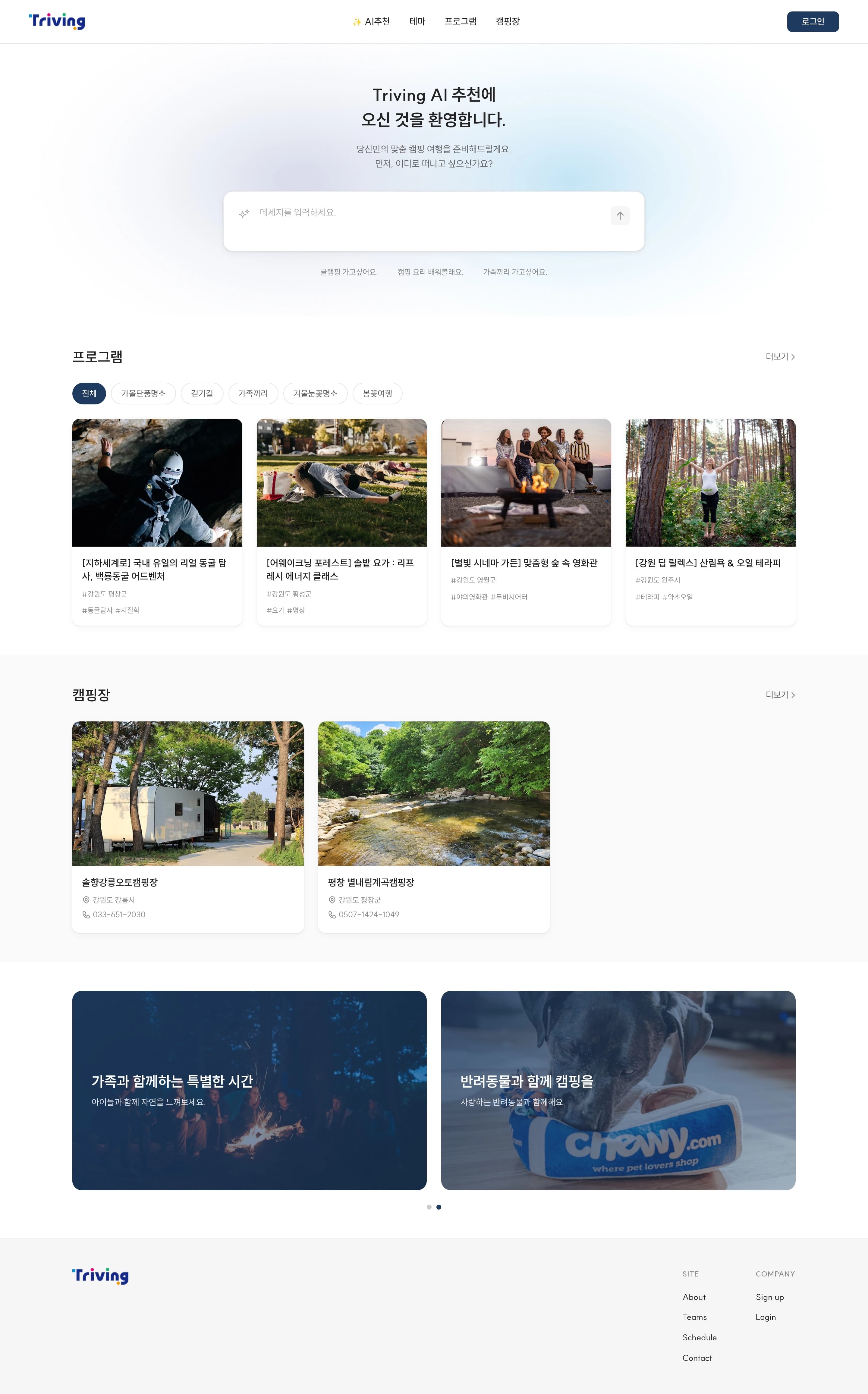Triving — 여행/호텔 플랫폼 웹사이트 디자인 레퍼런스