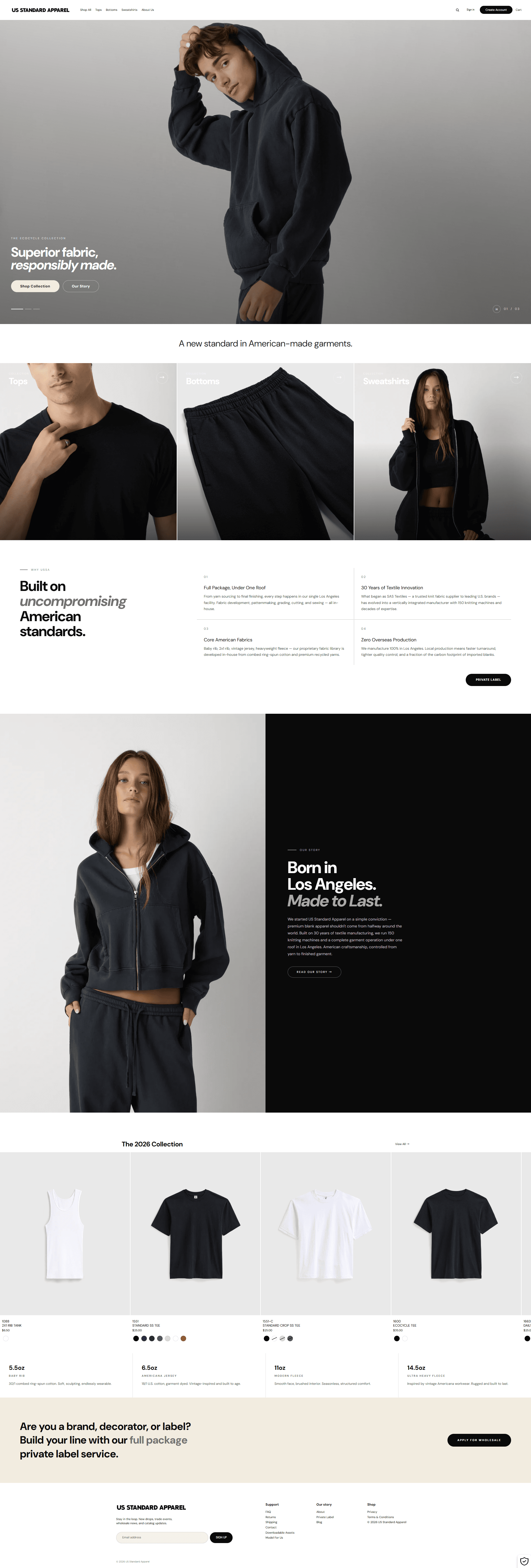 US Standard Apparel — 패션 쇼핑몰 웹사이트 디자인 레퍼런스 스크린샷 1