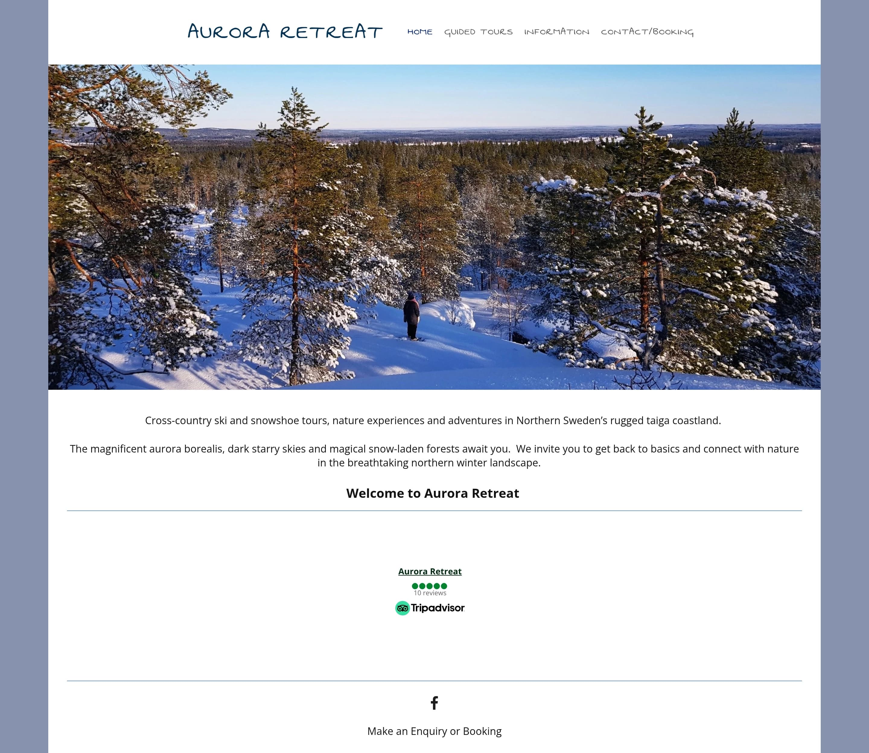 Aurora Retreat — 여행/호텔 소개 웹사이트 디자인 레퍼런스