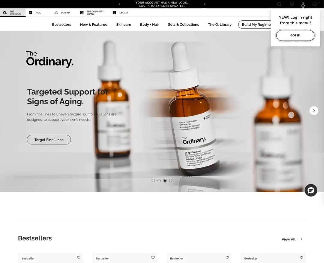 The Ordinary — 화장품 쇼핑몰 웹사이트 디자인 레퍼런스