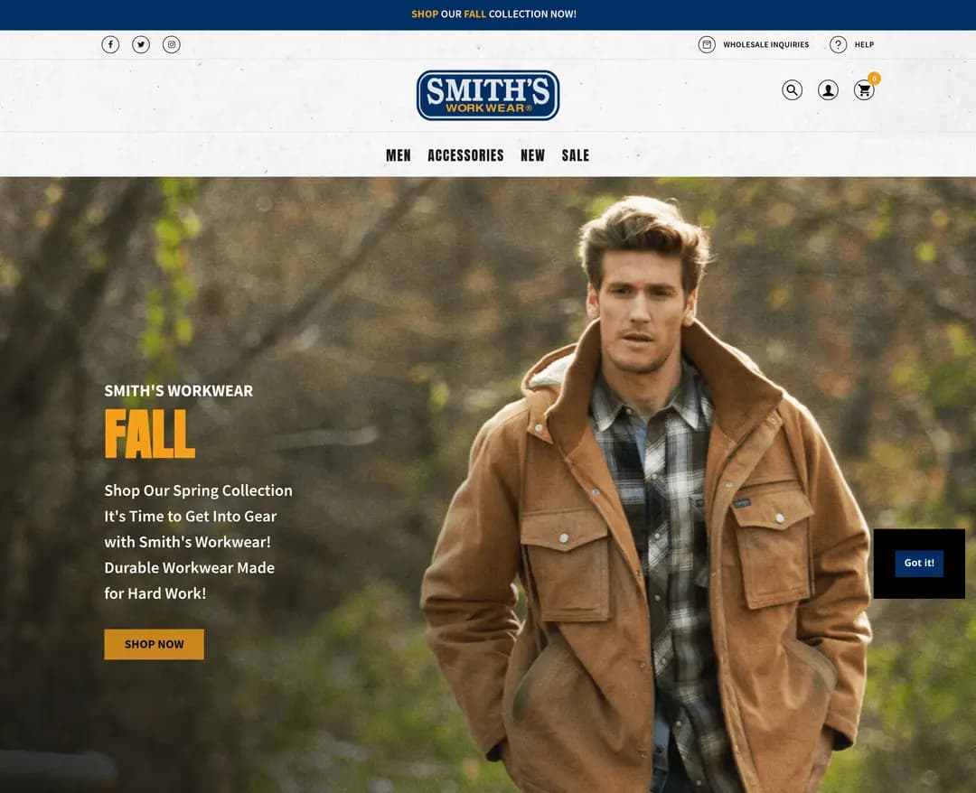 Smith's Workwear — 패션 쇼핑몰 웹사이트 디자인 레퍼런스