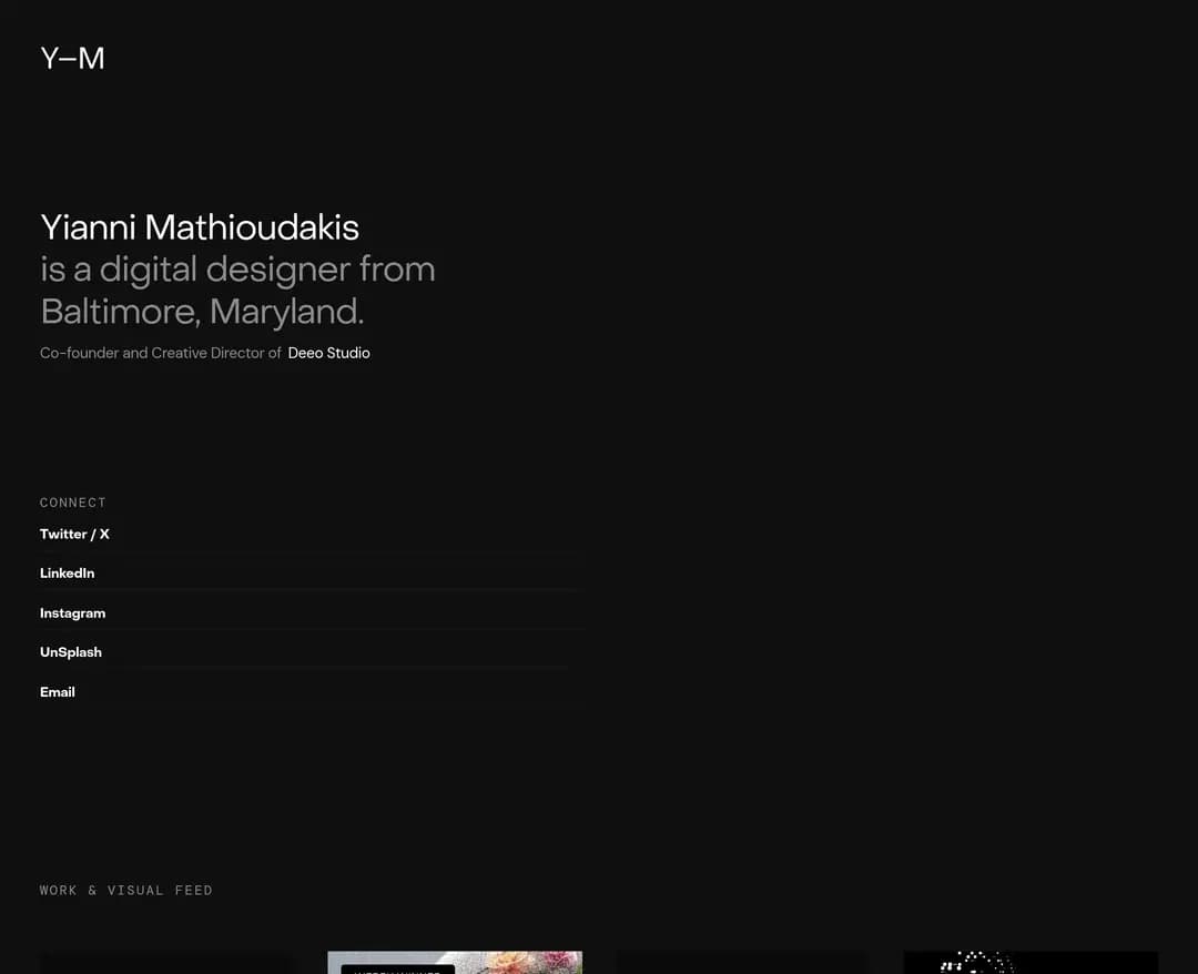 Yianni Mathioudakis — IT/스타트업 포트폴리오 웹사이트 디자인 레퍼런스