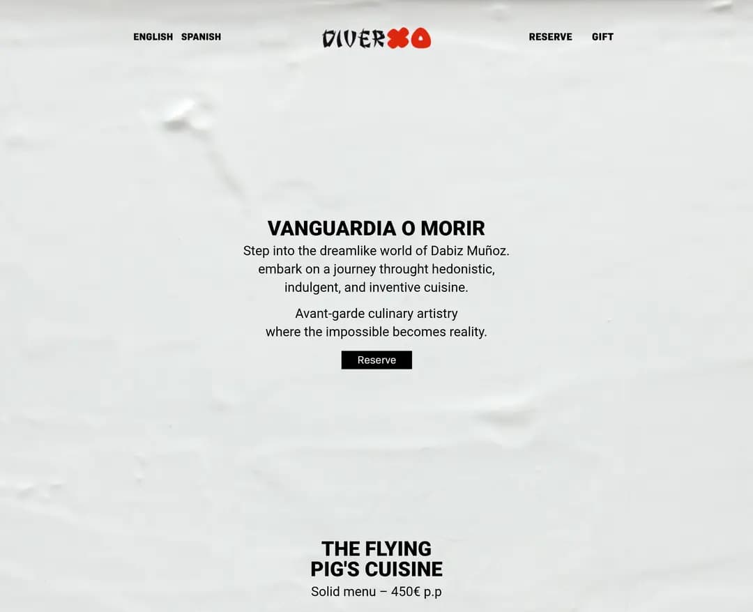 DiverXO — 카페/음식 소개 웹사이트 디자인 레퍼런스