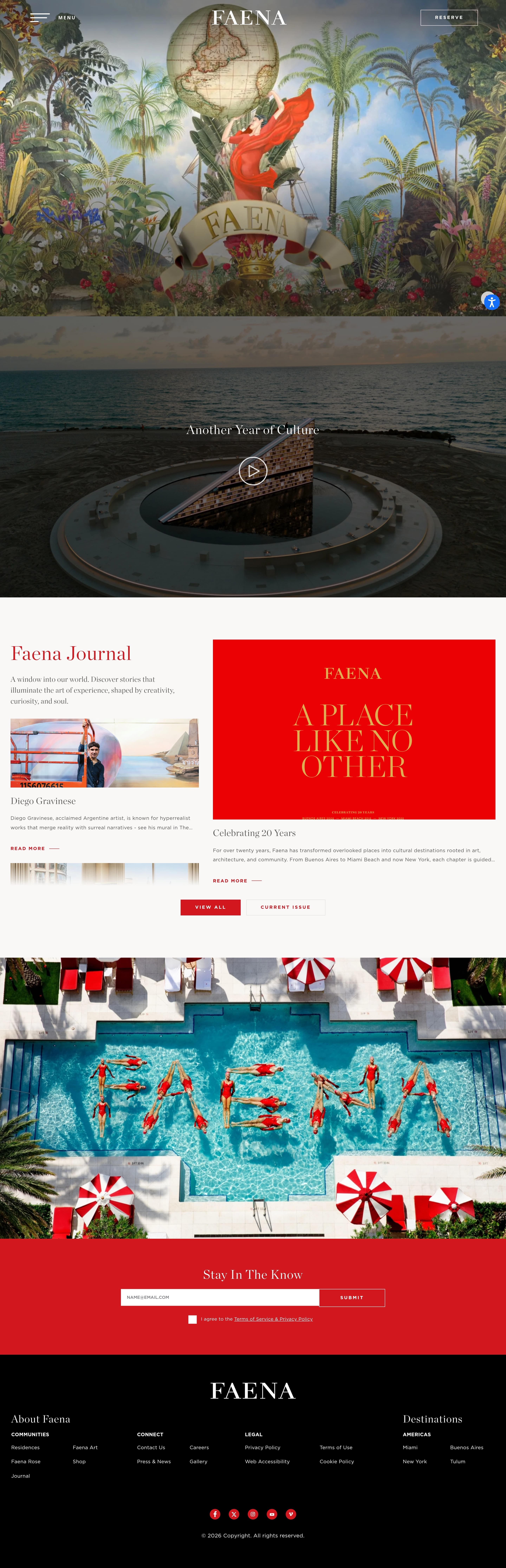 Faena — 여행/호텔 소개 웹사이트 디자인 레퍼런스