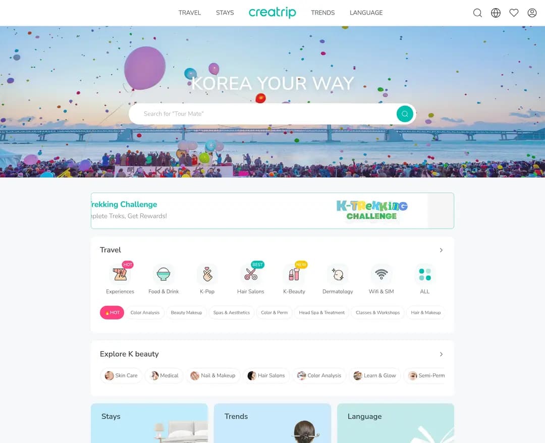 Creatrip — 여행/호텔 플랫폼 웹사이트 디자인 레퍼런스