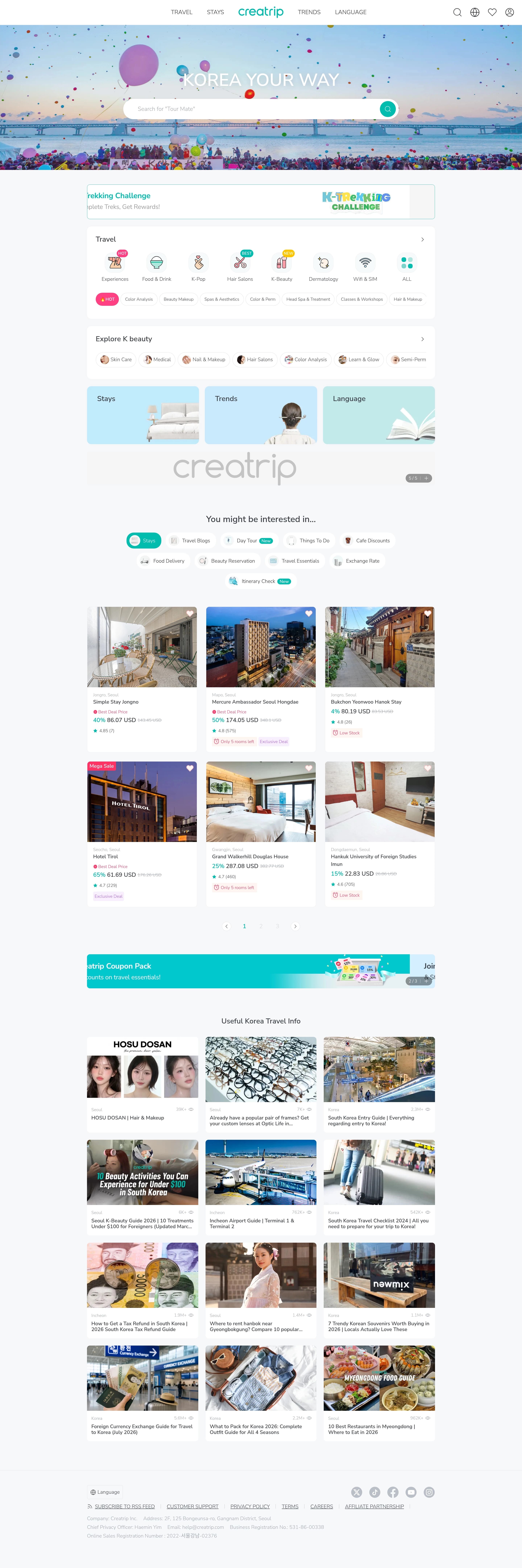 Creatrip — 여행/호텔 콘텐츠 웹사이트 디자인 레퍼런스