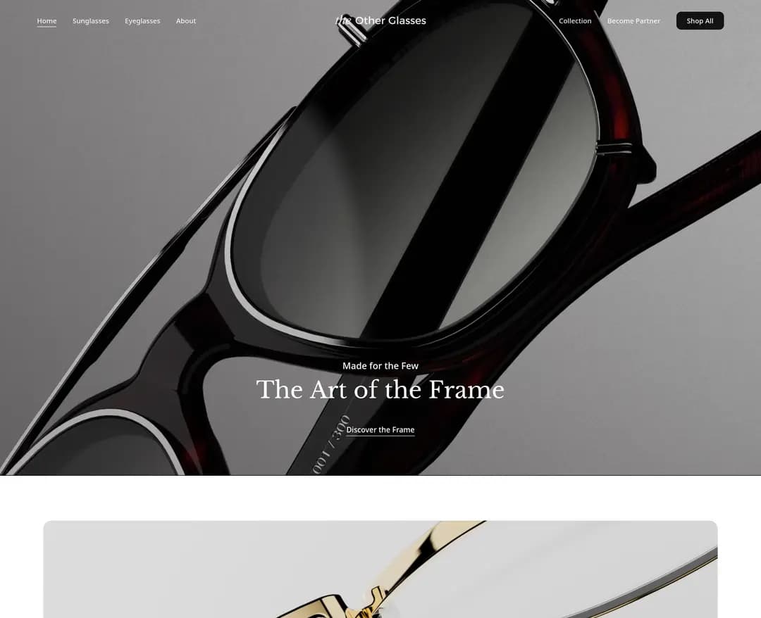 The Other Glasses — 패션 쇼핑몰 웹사이트 디자인 레퍼런스