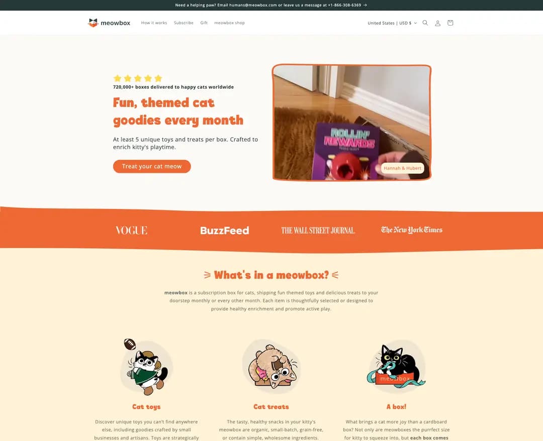 meowbox — 반려동물 쇼핑몰 웹사이트 디자인 레퍼런스