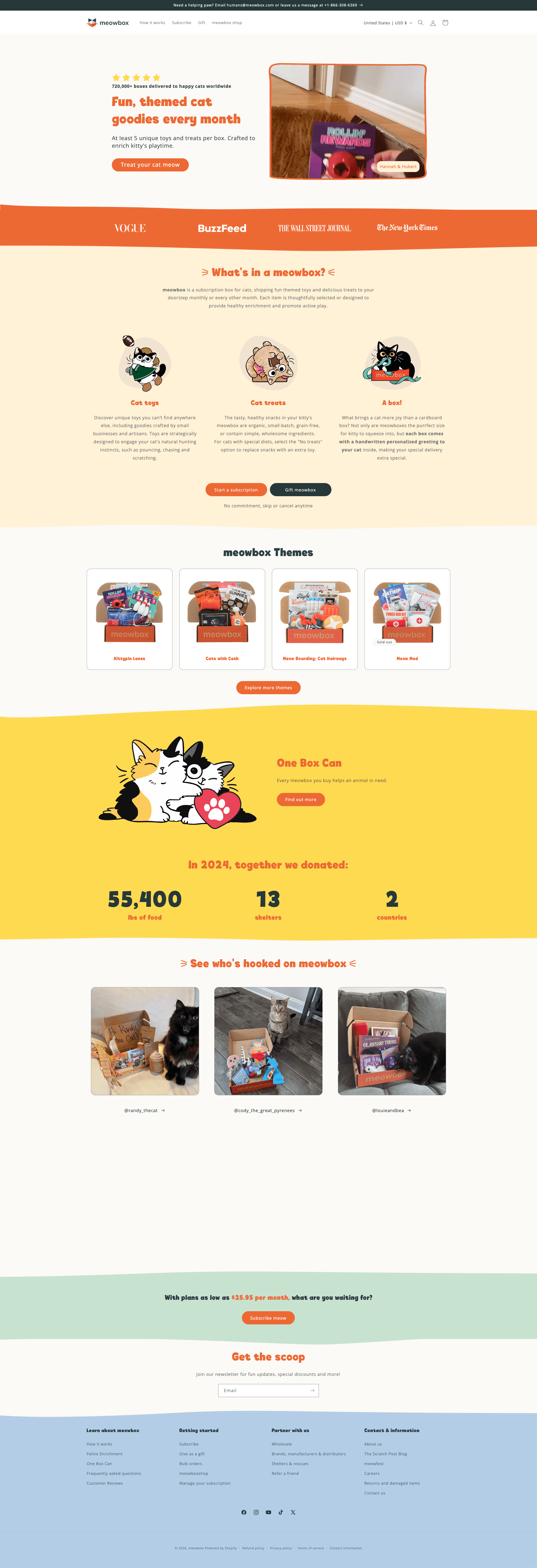 meowbox — 반려동물 쇼핑몰 웹사이트 디자인 레퍼런스 스크린샷 1
