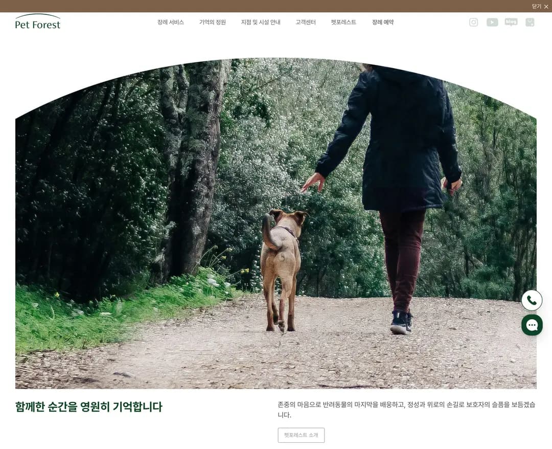 펫포레스트 — 반려동물 소개 웹사이트 디자인 레퍼런스