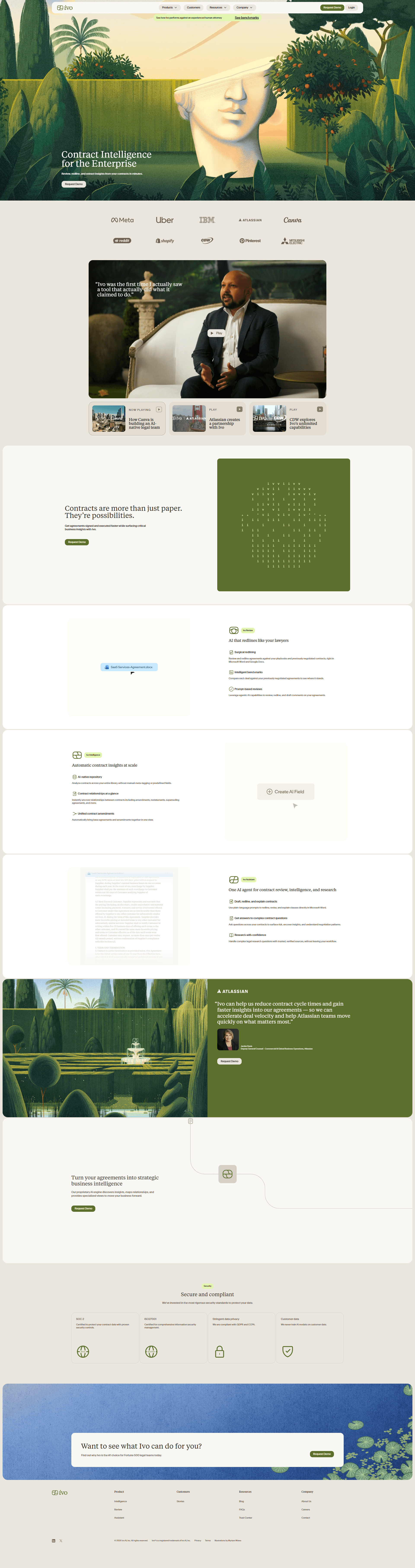 Legal Intelligence for the Enterprise | Ivo — 법률/법무 플랫폼/서비스 웹사이트 디자인 레퍼런스 스크린샷 1