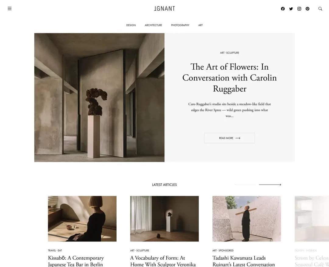 IGNANT — 기타 콘텐츠 웹사이트 디자인 레퍼런스