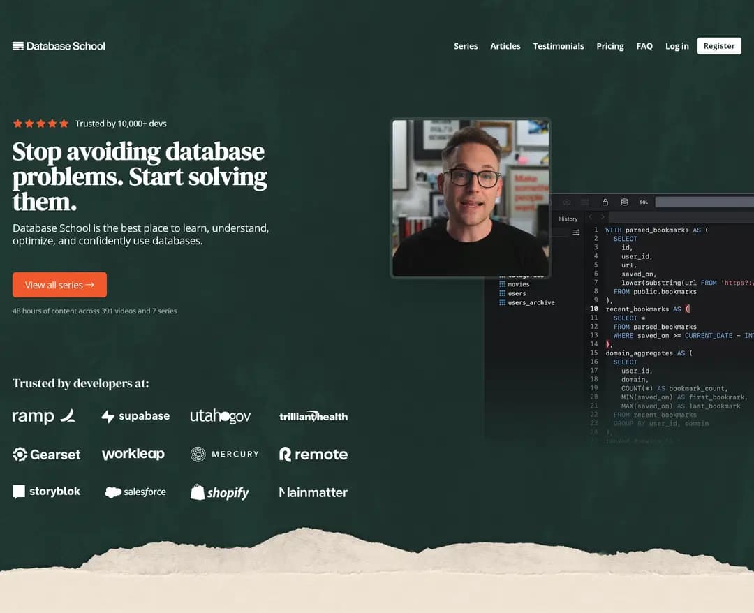Database School — 교육 플랫폼 웹사이트 디자인 레퍼런스