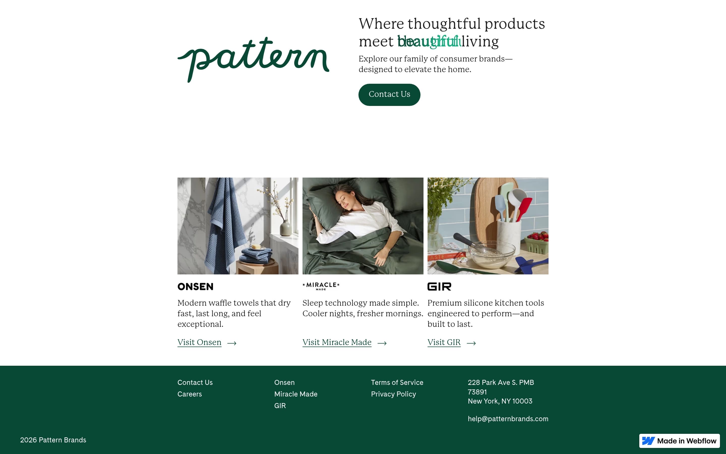 Pattern Brands — 인테리어/가구 소개 웹사이트 디자인 레퍼런스