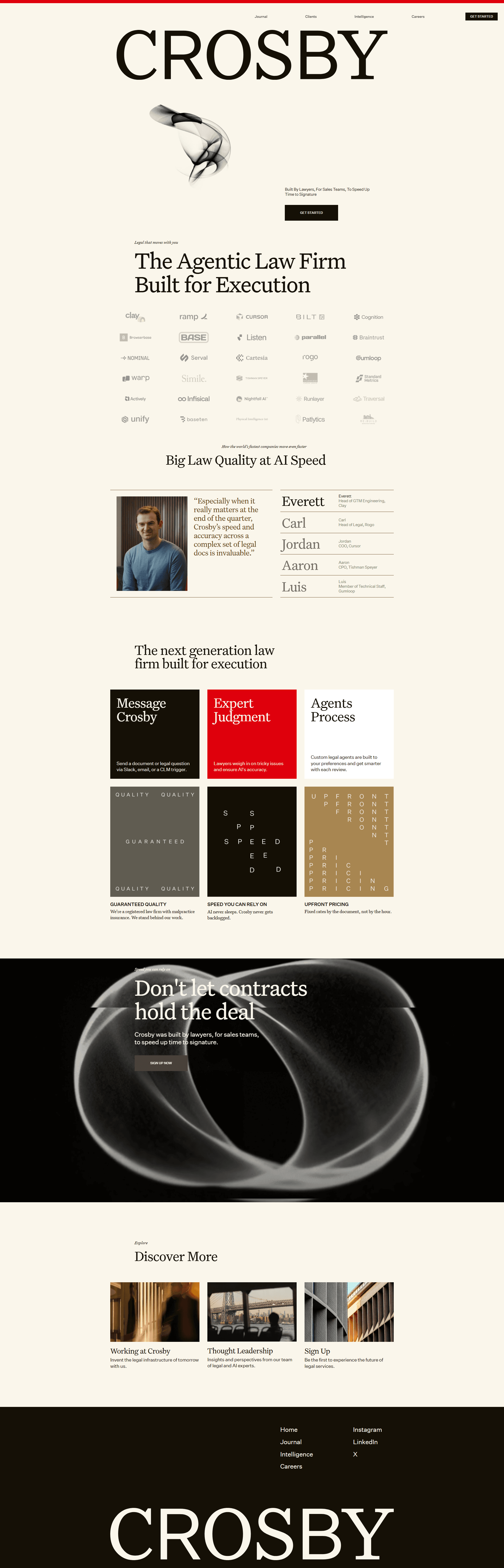 Crosby | The AI-Powered Law Firm — 법률/법무 플랫폼/서비스 웹사이트 디자인 레퍼런스 스크린샷 1