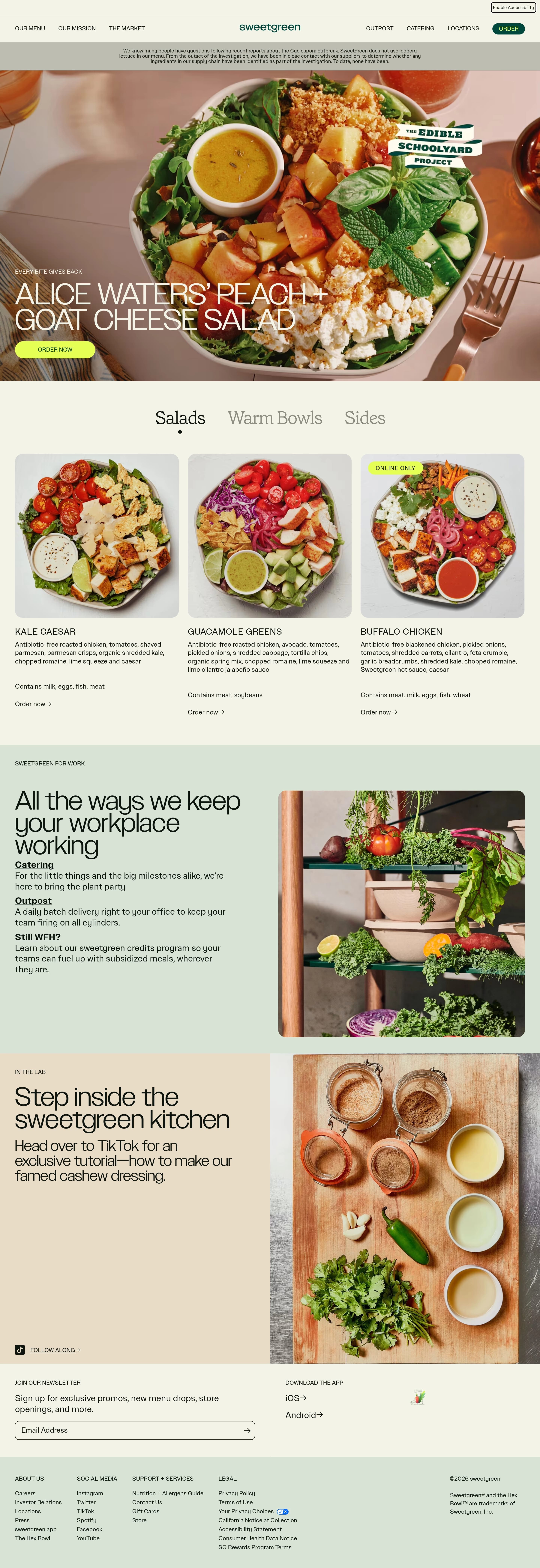 sweetgreen — 카페/음식 쇼핑몰 웹사이트 디자인 레퍼런스