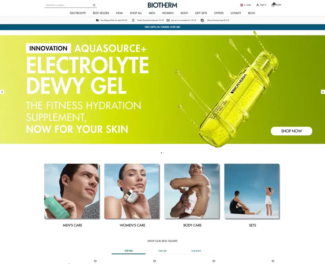 Biotherm — 화장품 쇼핑몰 웹사이트 디자인 레퍼런스