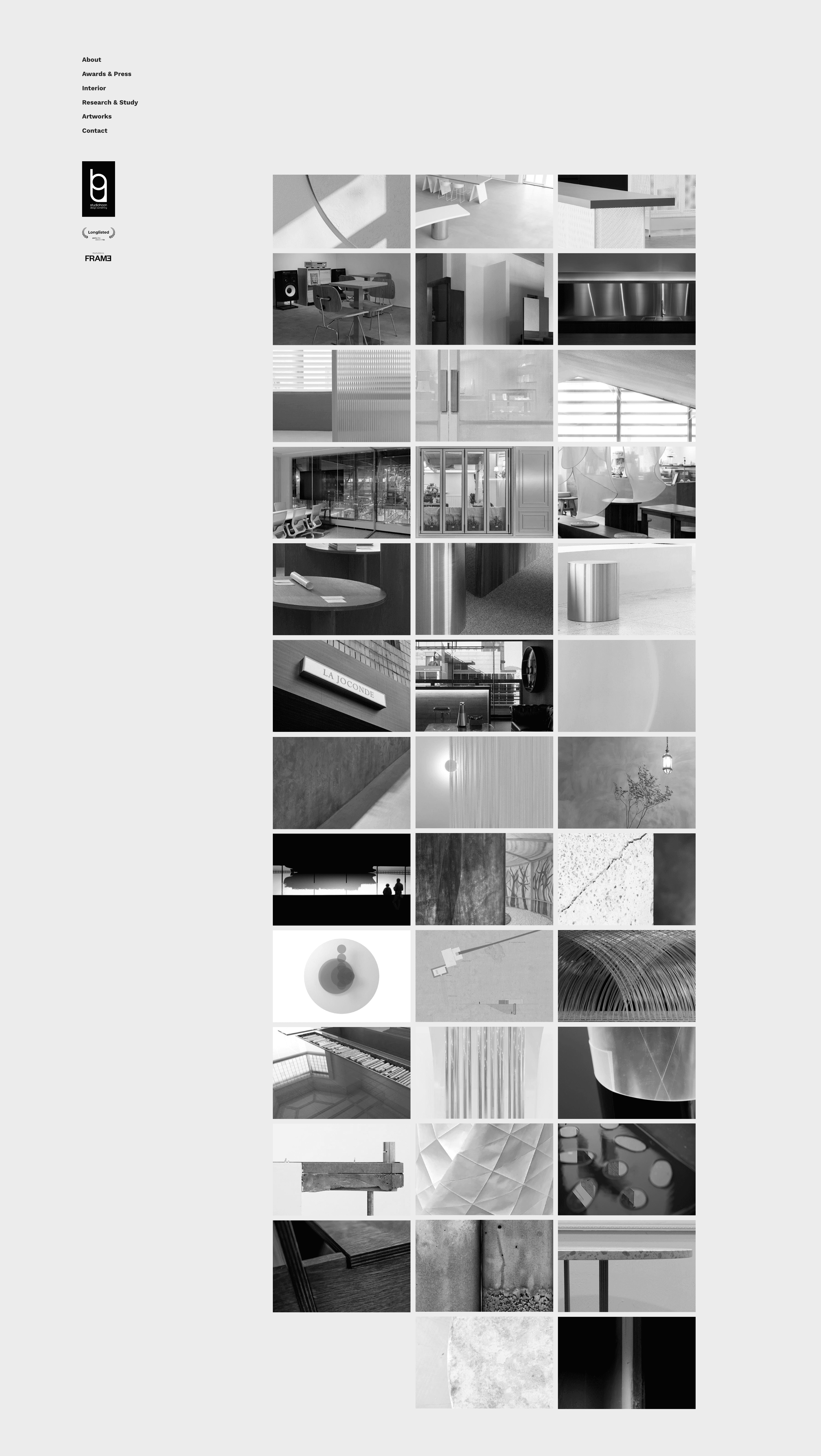 studiohoon — 인테리어/가구 포트폴리오 웹사이트 디자인 레퍼런스 스크린샷 1