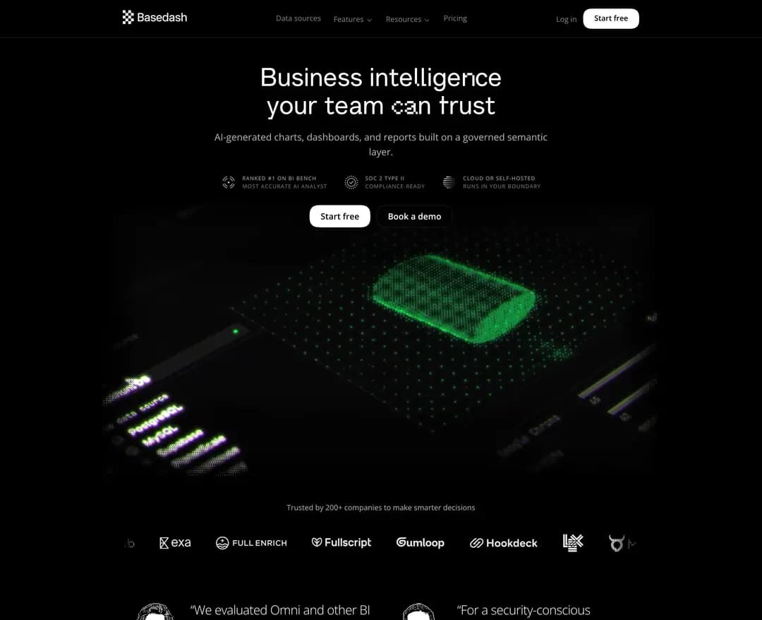 Basedash — IT/스타트업 플랫폼 웹사이트 디자인 레퍼런스