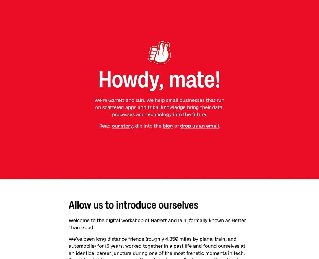 Better Than Good — IT/스타트업 포트폴리오 웹사이트 디자인 레퍼런스