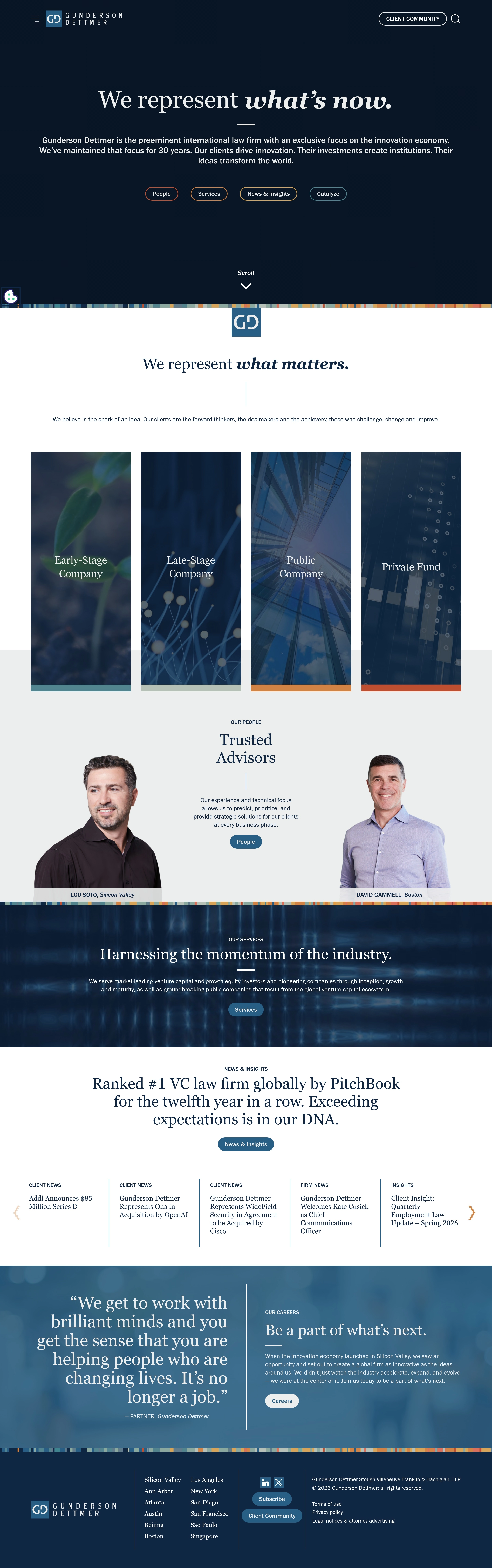 Gunderson Dettmer - Gunderson Dettmer Law Firm — 법률/법무 브랜드/기업 웹사이트 디자인 레퍼런스