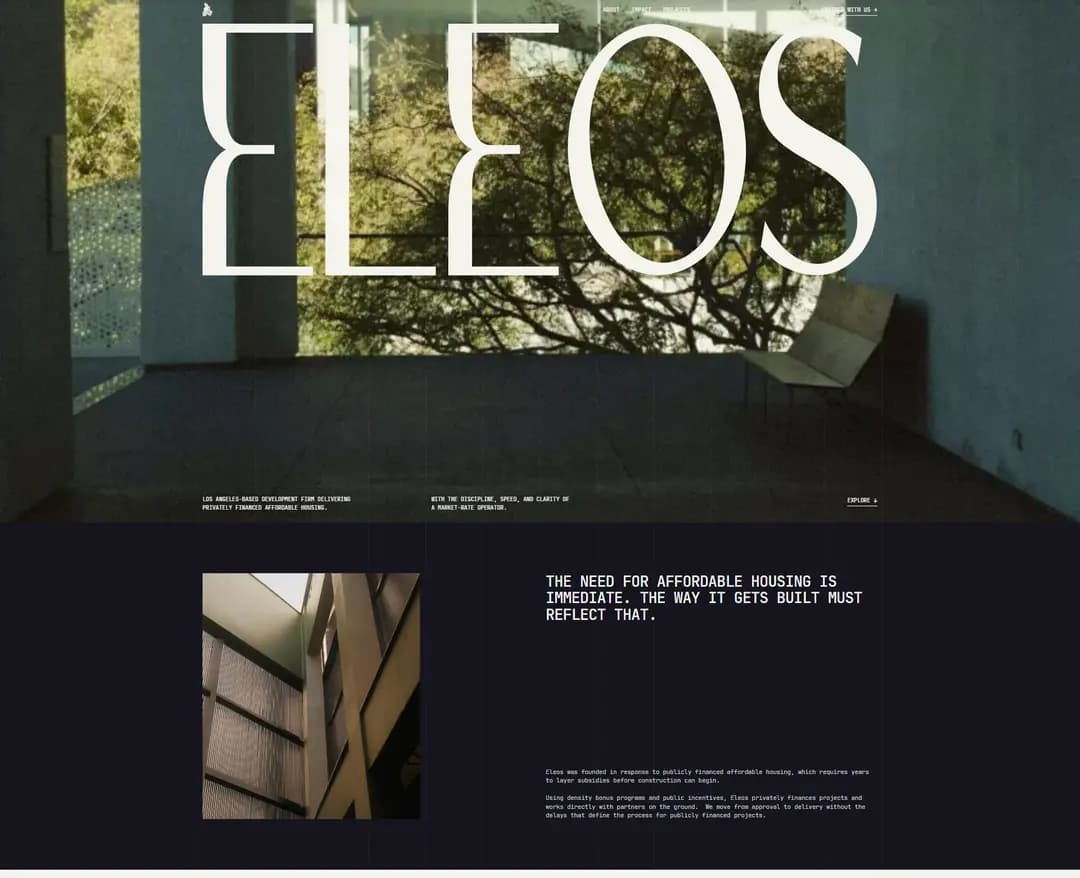 Eleos — 금융/부동산 브랜드/기업 웹사이트 디자인 레퍼런스