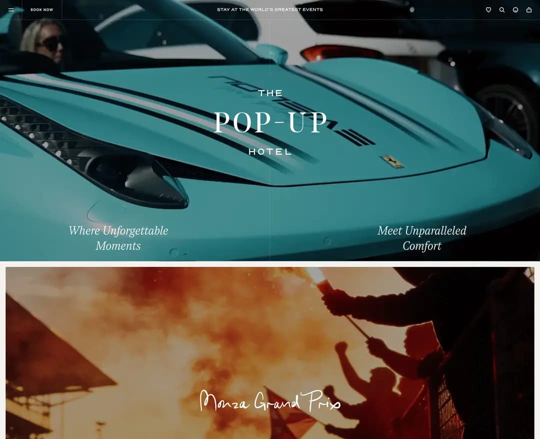 The Pop-Up Hotel — 여행/호텔 플랫폼 웹사이트 디자인 레퍼런스