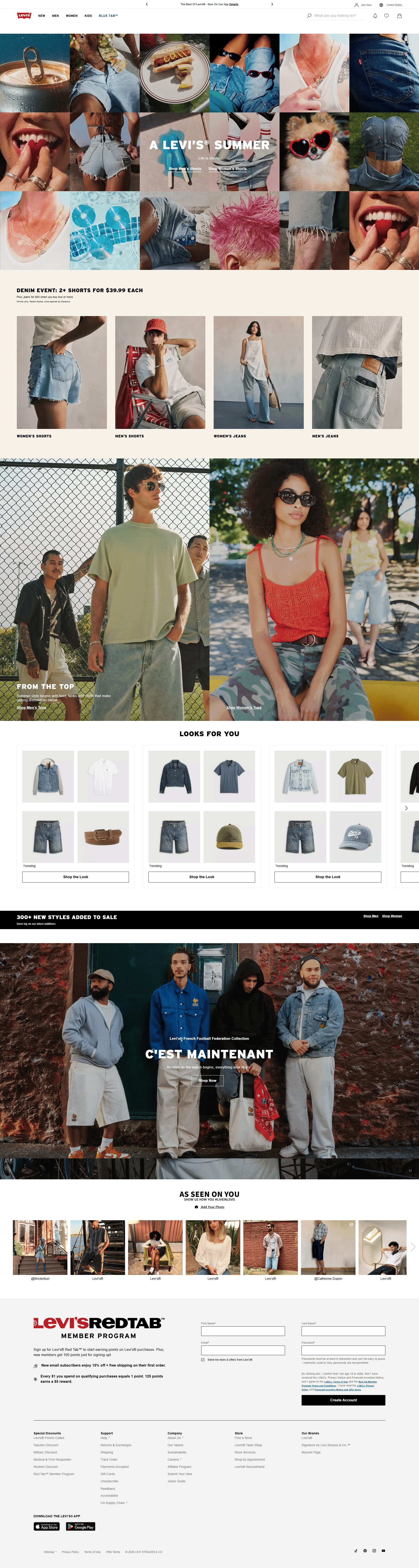 Levi's — 패션 쇼핑몰 웹사이트 디자인 레퍼런스 스크린샷 1