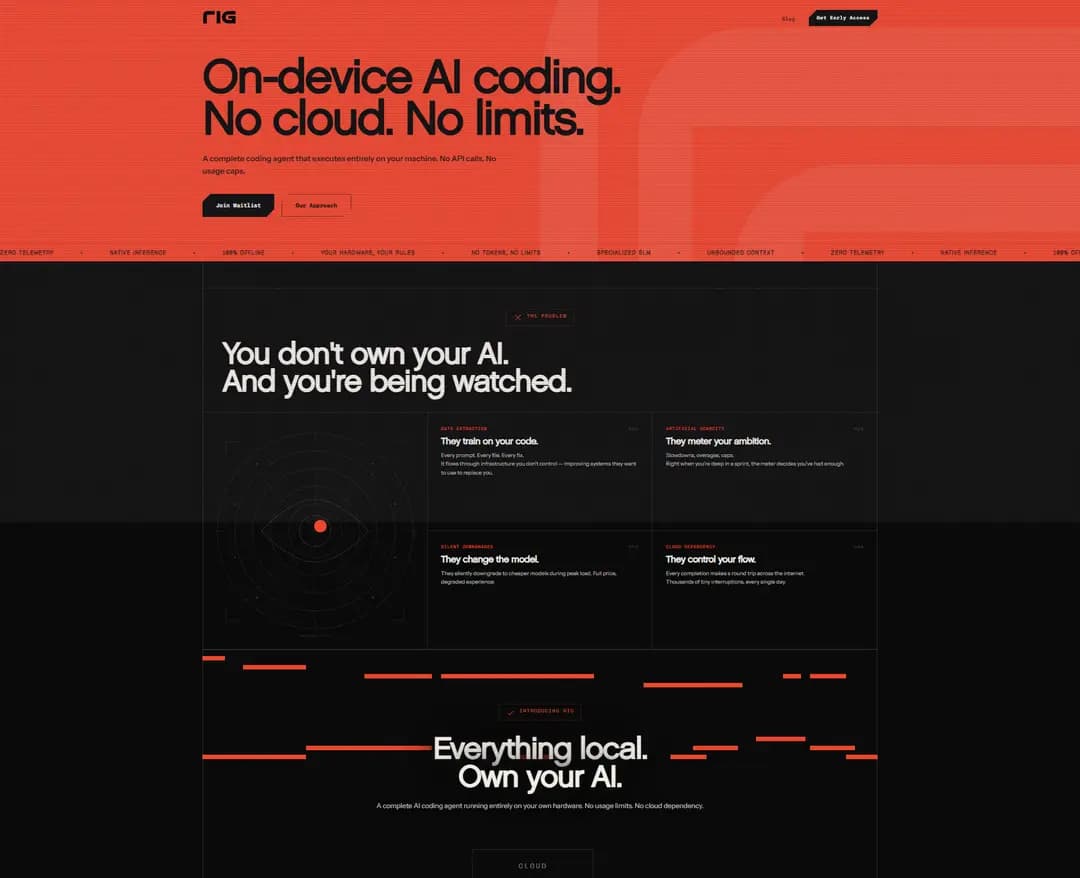 Rig — IT/스타트업 플랫폼 웹사이트 디자인 레퍼런스