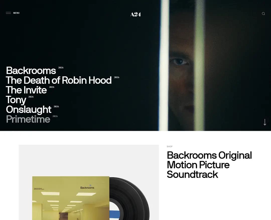 A24 — 기타 소개 웹사이트 디자인 레퍼런스