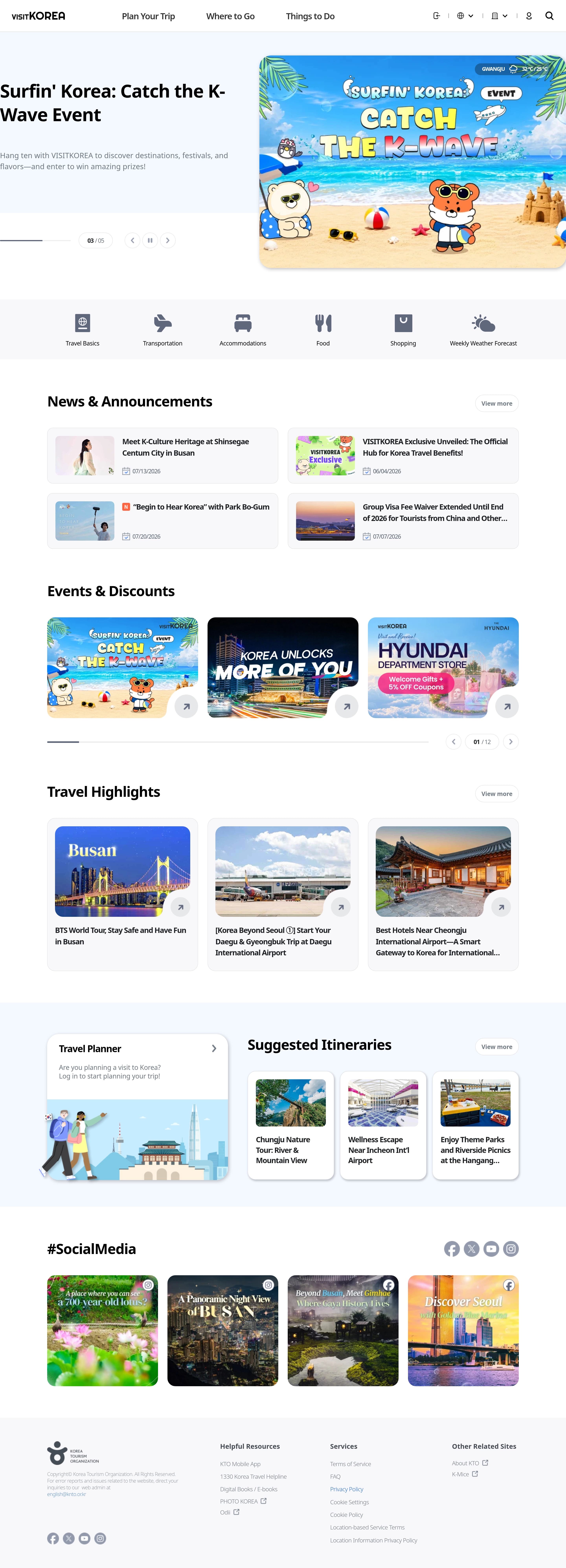 VISITKOREA — 여행/호텔 랜딩페이지 웹사이트 디자인 레퍼런스