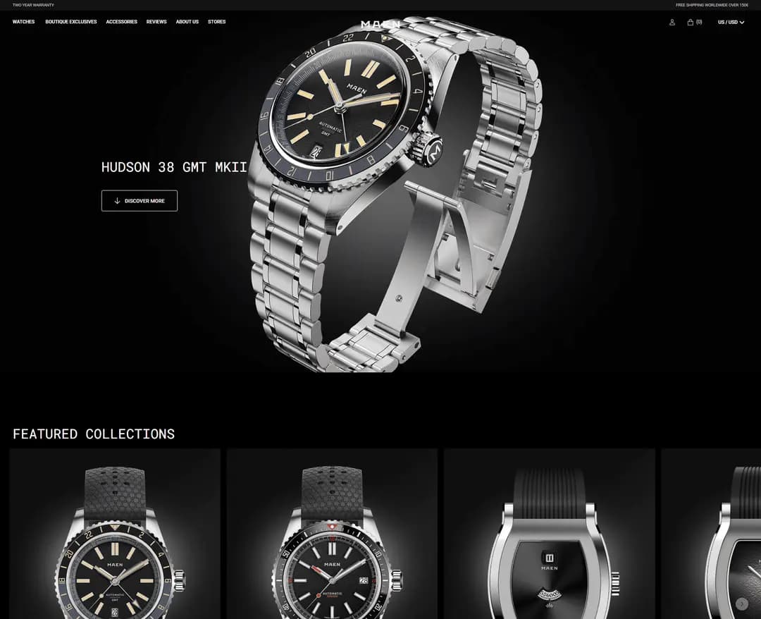 MAEN Watches — 패션 쇼핑몰 웹사이트 디자인 레퍼런스