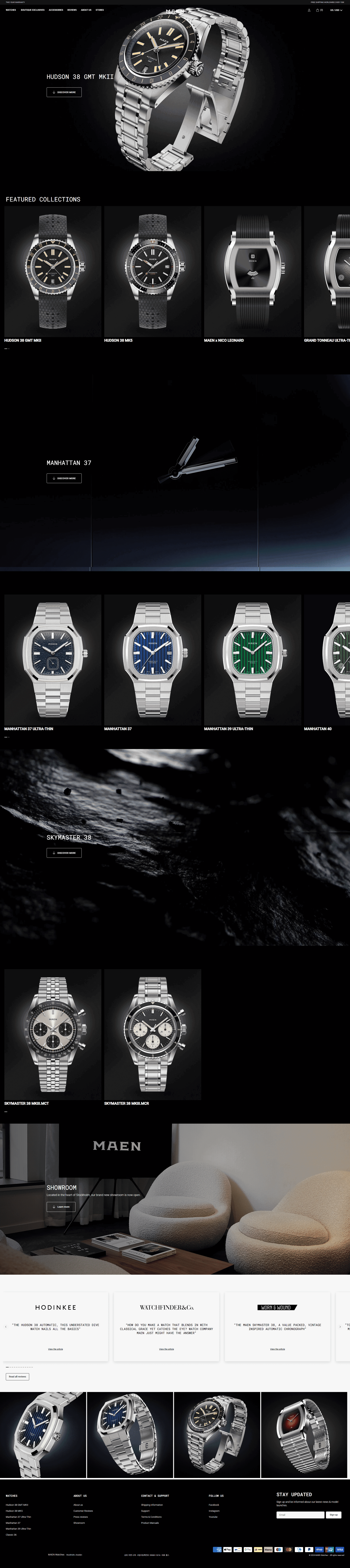 MAEN Watches — 패션 쇼핑몰 웹사이트 디자인 레퍼런스 스크린샷 1
