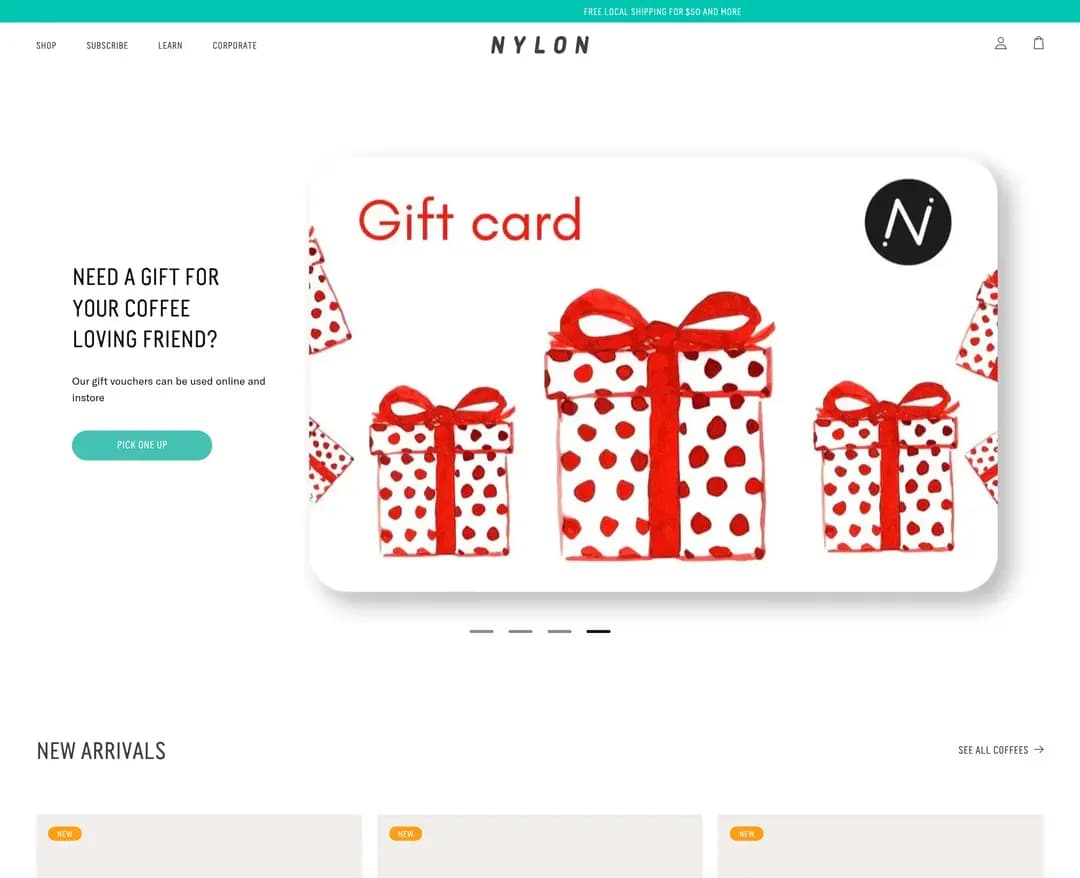 Nylon Coffee — 카페/음식 쇼핑몰 웹사이트 디자인 레퍼런스