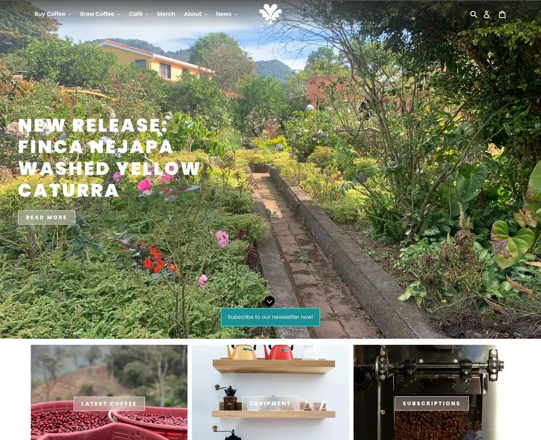 Drop Coffee Roasters — 카페/음식 쇼핑몰 웹사이트 디자인 레퍼런스