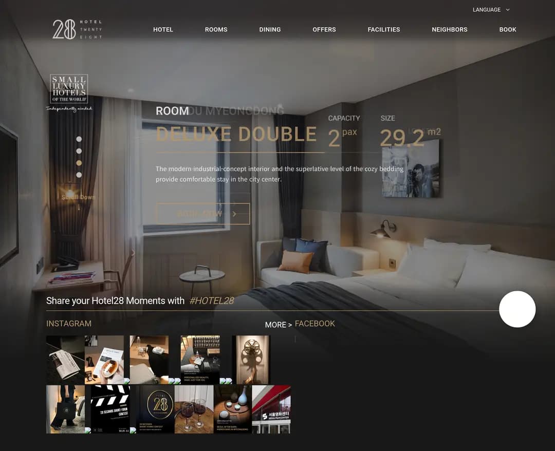 HOTEL 28 — 여행/호텔 랜딩페이지 웹사이트 디자인 레퍼런스