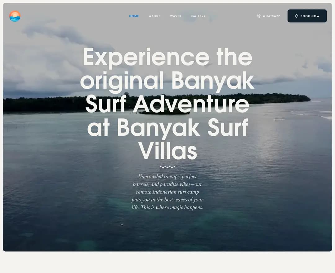Banyak Surf Adventure — 여행/호텔 랜딩페이지 웹사이트 디자인 레퍼런스