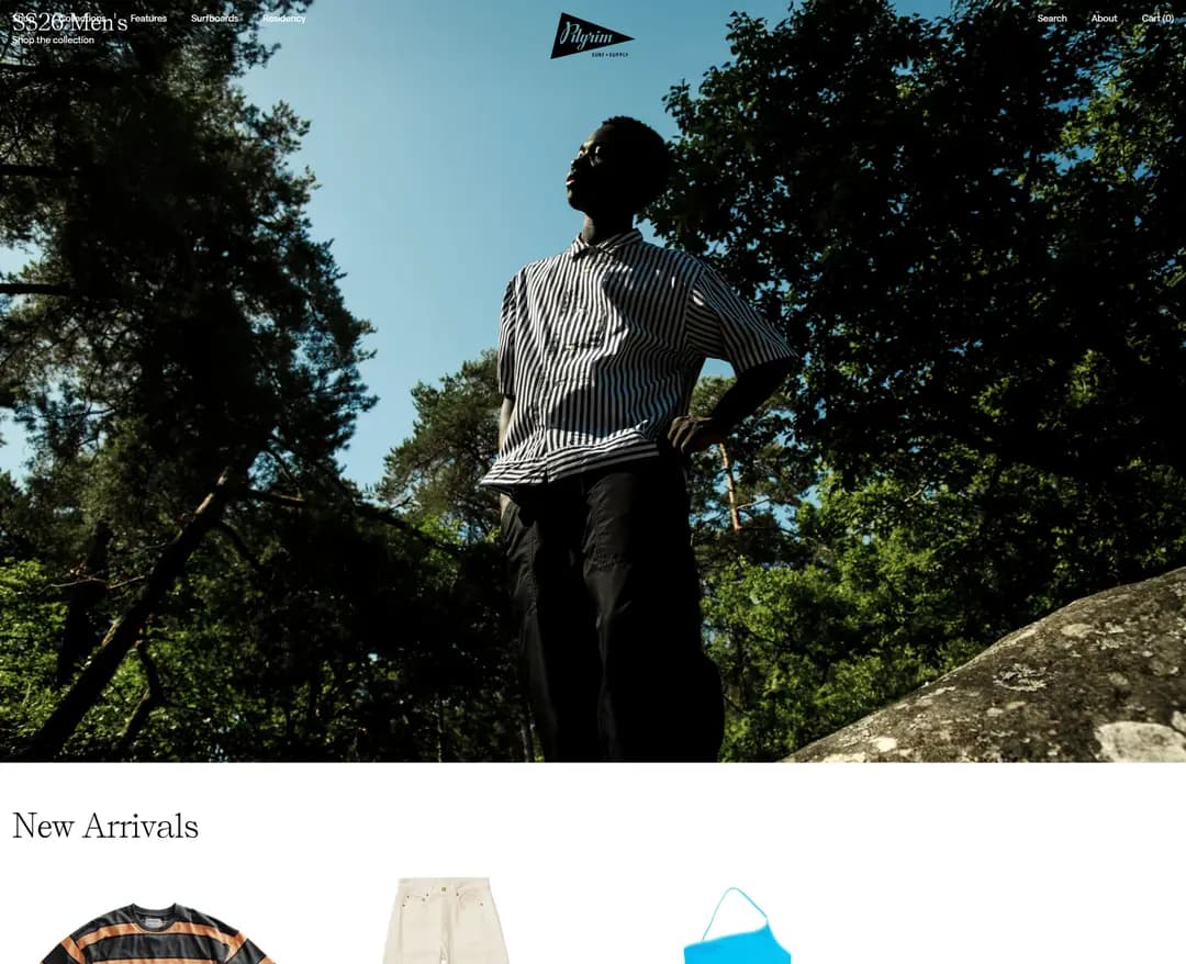 Pilgrim Surf+Supply — 패션 쇼핑몰 웹사이트 디자인 레퍼런스