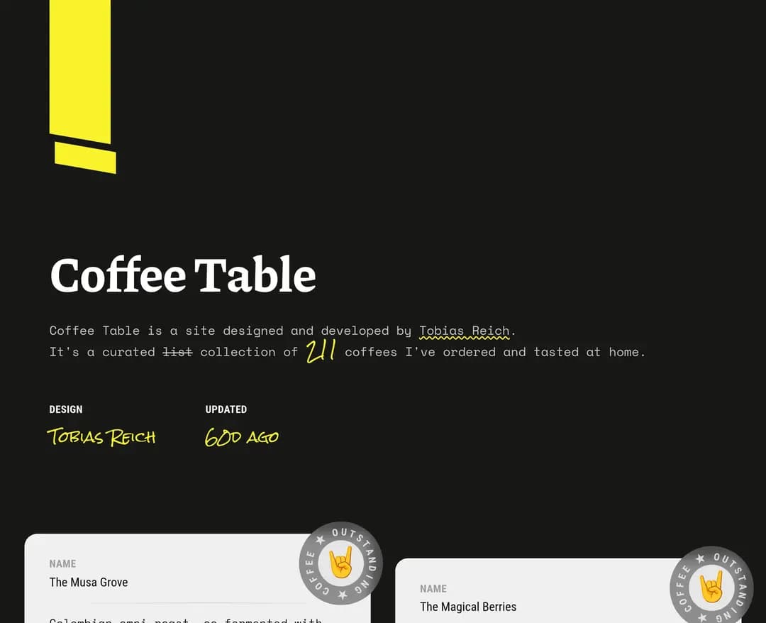 Coffee Table — 카페/음식 콘텐츠/미디어 웹사이트 디자인 레퍼런스