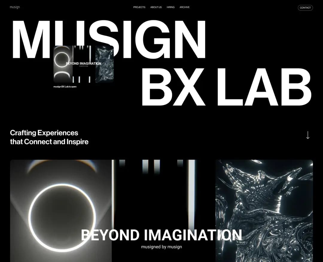 musign BX LAB — IT/스타트업 플랫폼 웹사이트 디자인 레퍼런스
