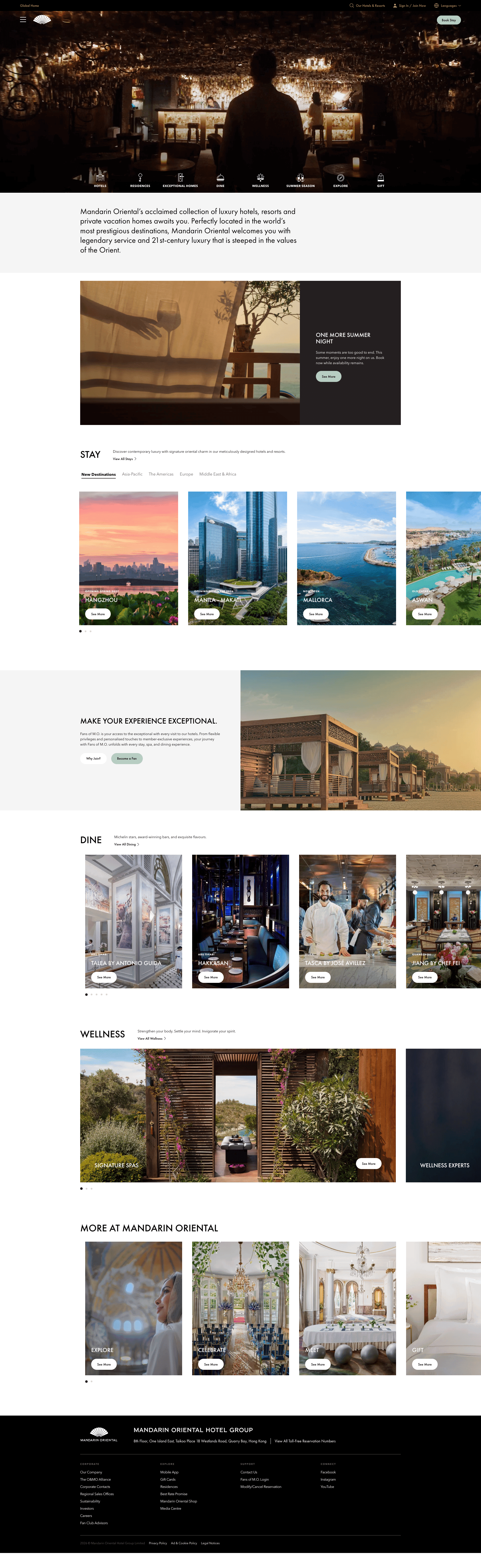 Mandarin Oriental — 여행/호텔 소개 웹사이트 디자인 레퍼런스 스크린샷 1