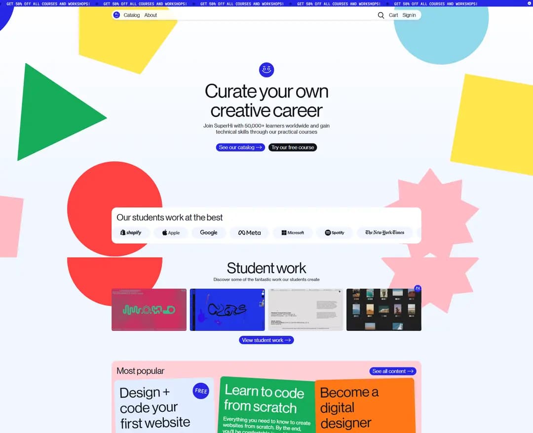 SuperHi — 교육 플랫폼 웹사이트 디자인 레퍼런스