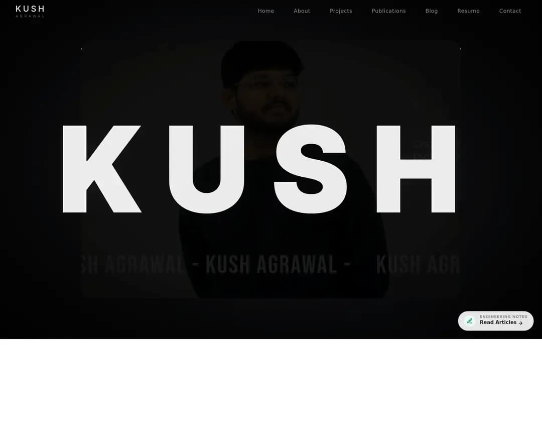 Kush Agrawal — IT/스타트업 포트폴리오 웹사이트 디자인 레퍼런스