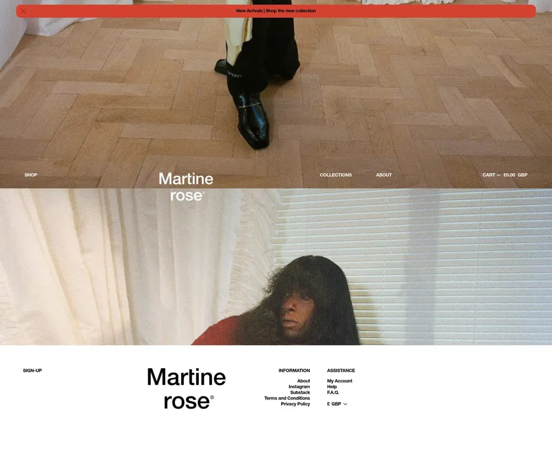 Martine Rose — 패션 쇼핑몰 웹사이트 디자인 레퍼런스