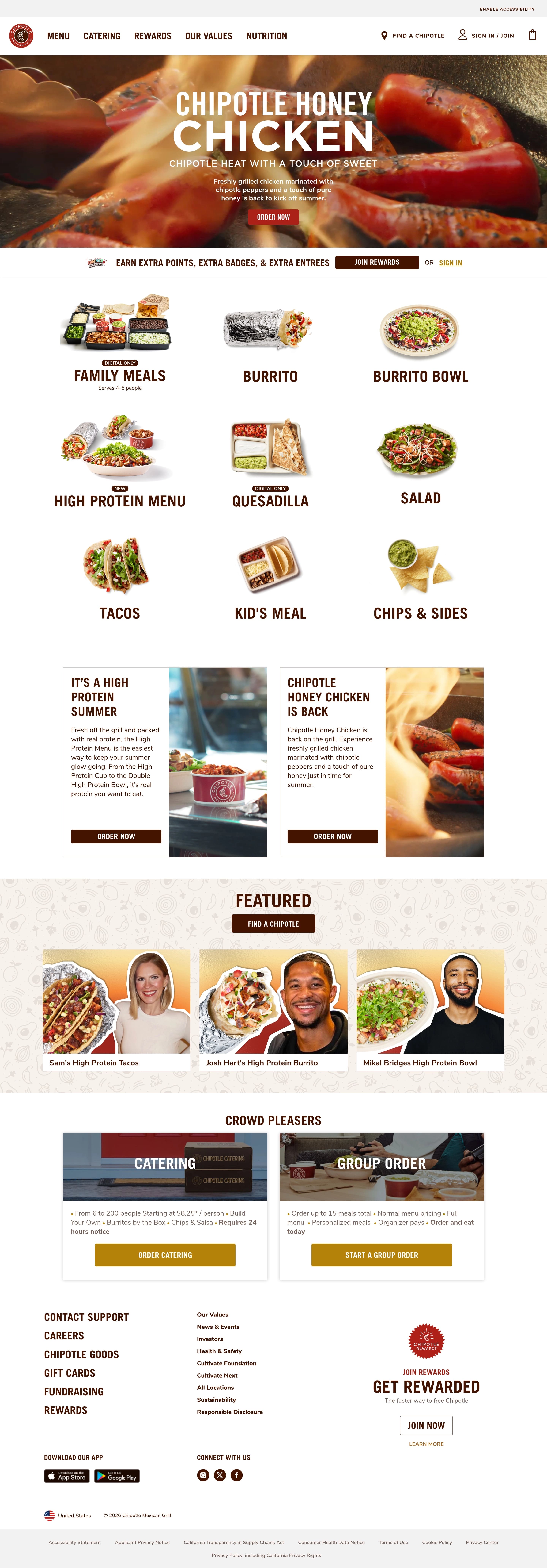 Chipotle — 카페/음식 쇼핑몰 웹사이트 디자인 레퍼런스