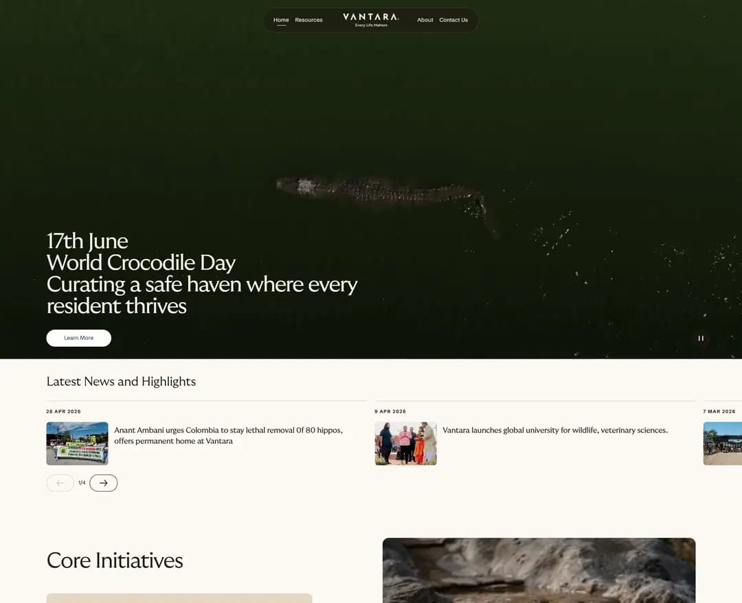 Global Wildlife Rescue and Conservation Centre in Jamnagar — 반려동물 브랜드/기업 웹사이트 디자인 레퍼런스
