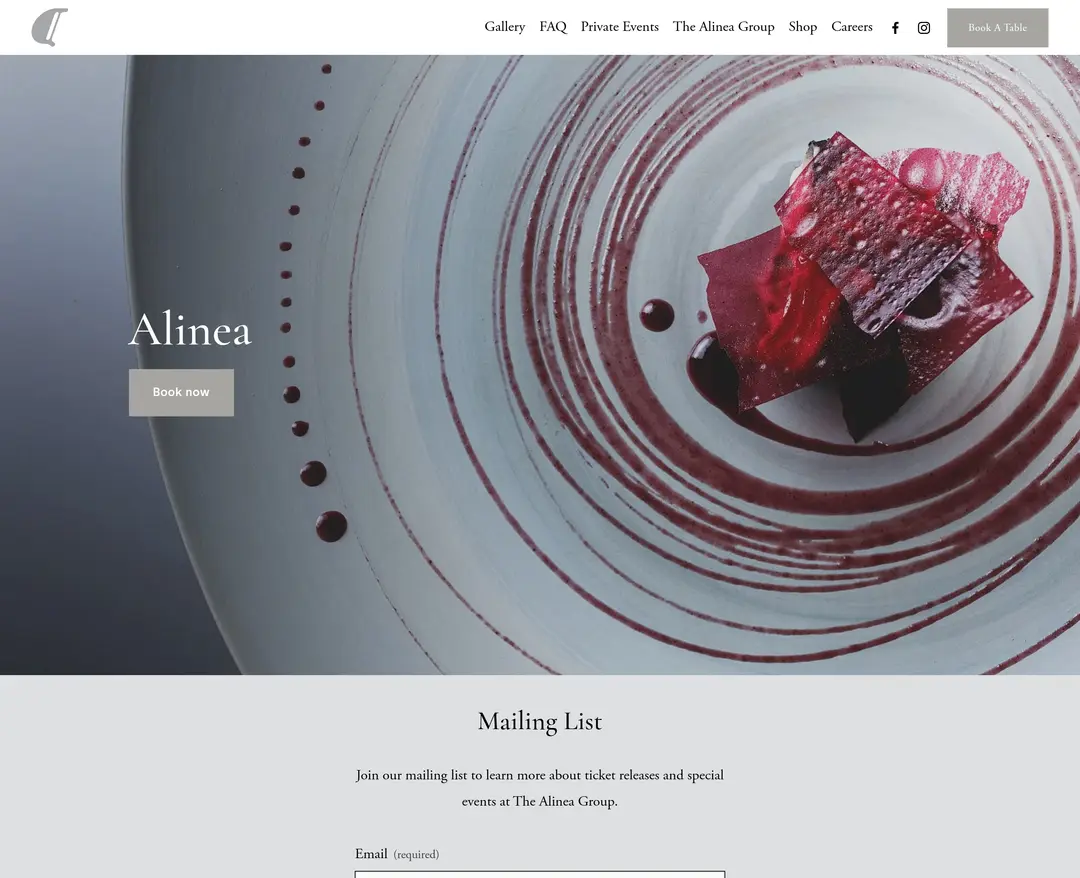 Alinea — 카페/음식 소개 웹사이트 디자인 레퍼런스