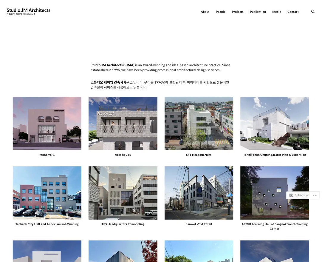 Studio JM Architects — 인테리어/가구 포트폴리오 웹사이트 디자인 레퍼런스