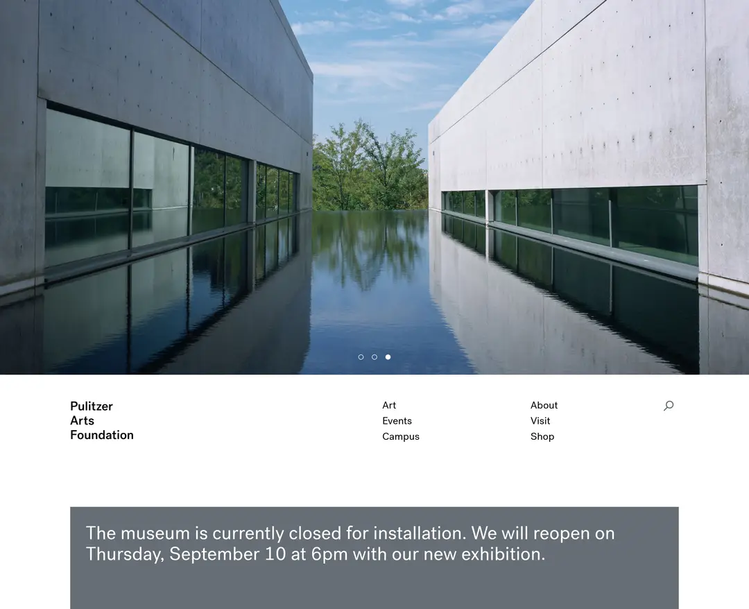 Pulitzer Arts Foundation — 기타 소개 웹사이트 디자인 레퍼런스